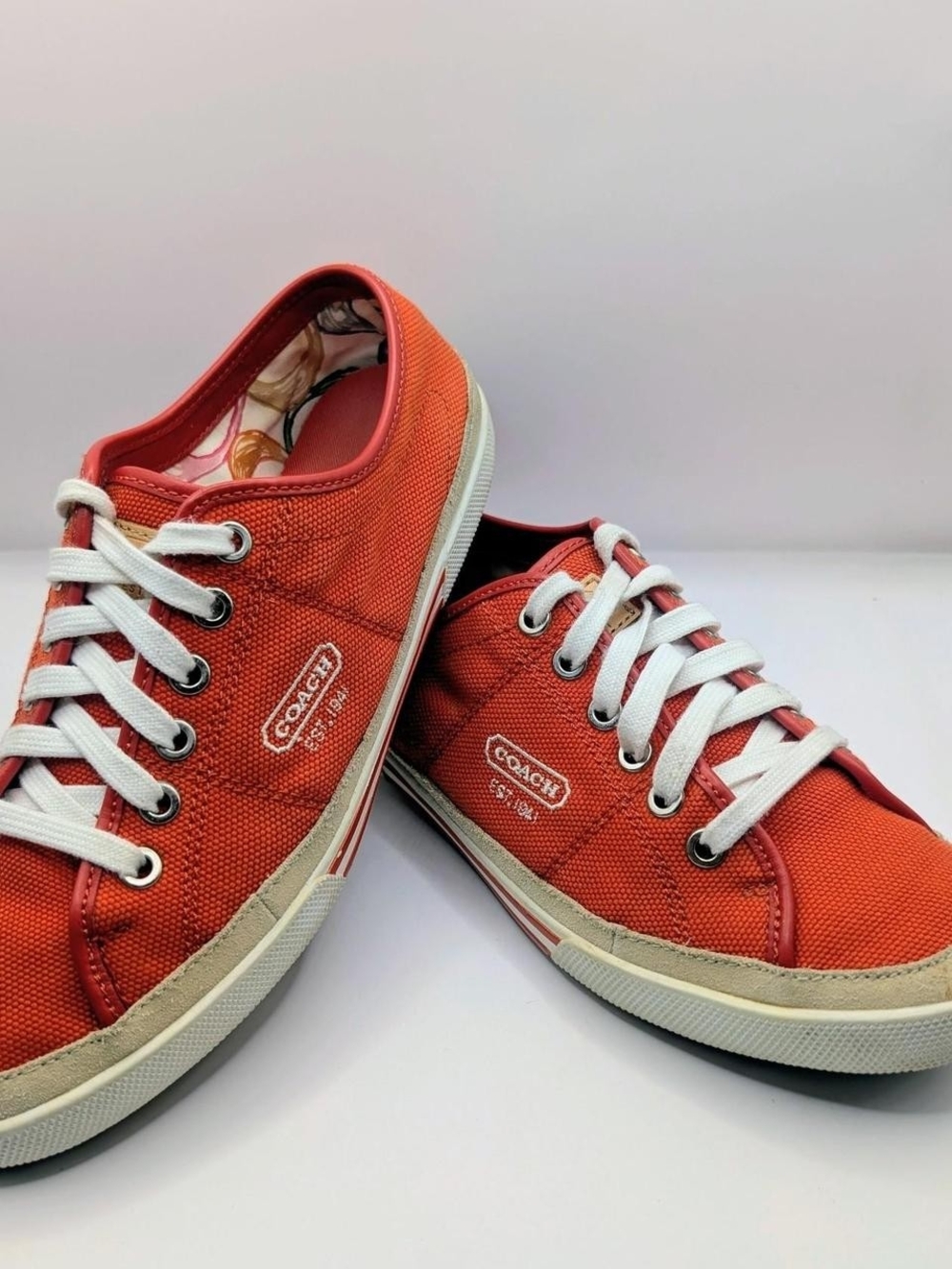 Men's Coach Orange Canvas Sneakers Y2K Preppy Skater Shoes